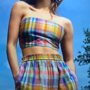 Free people ticket to paradise plaid pant set